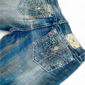 Miss Me Blue Embroidered Boot Cut Jeans